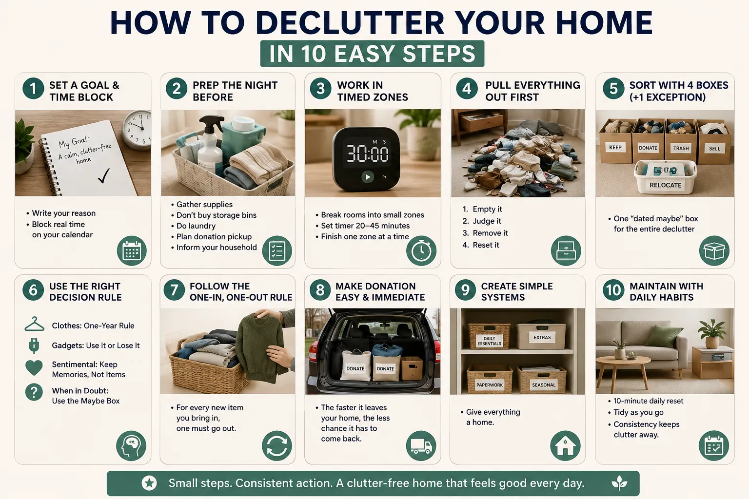 10 easy steps of decluttering