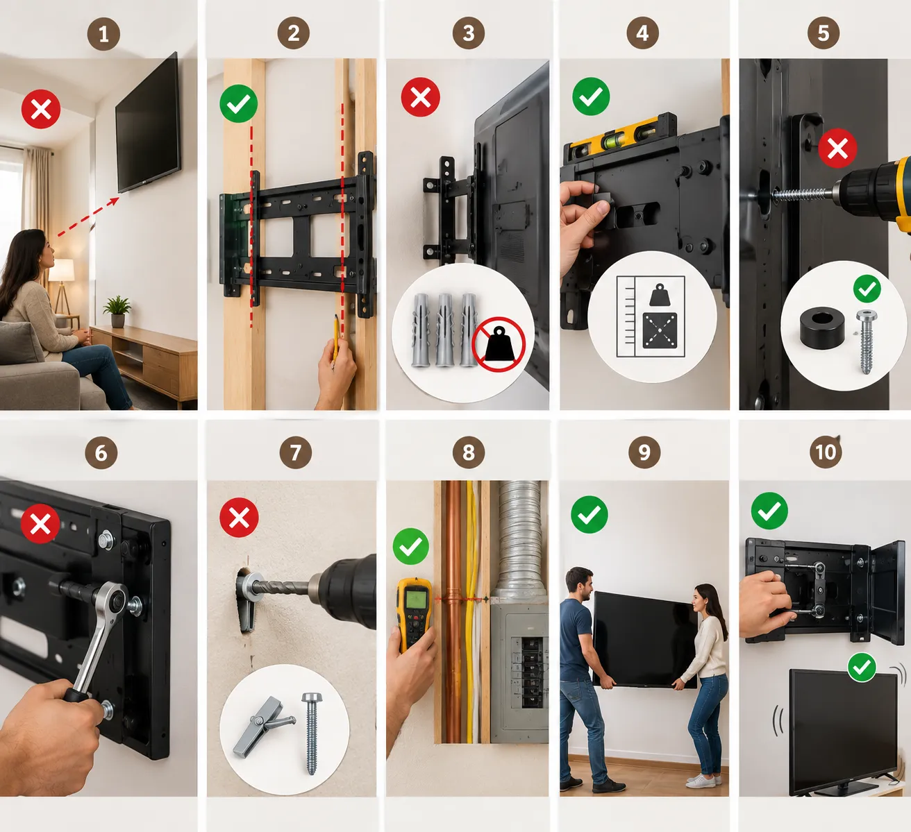 10 common mistakes to hang tv