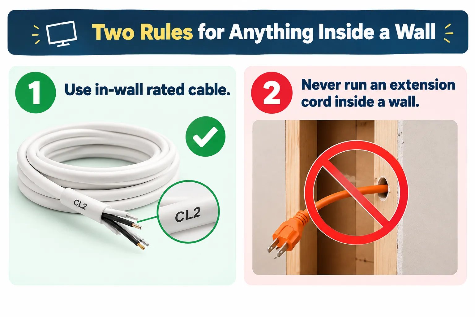 Tow Rules for anything inside a wall