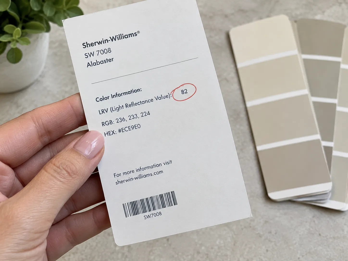 Paint color swatch showing the LRV number used to choose vinyl siding colors