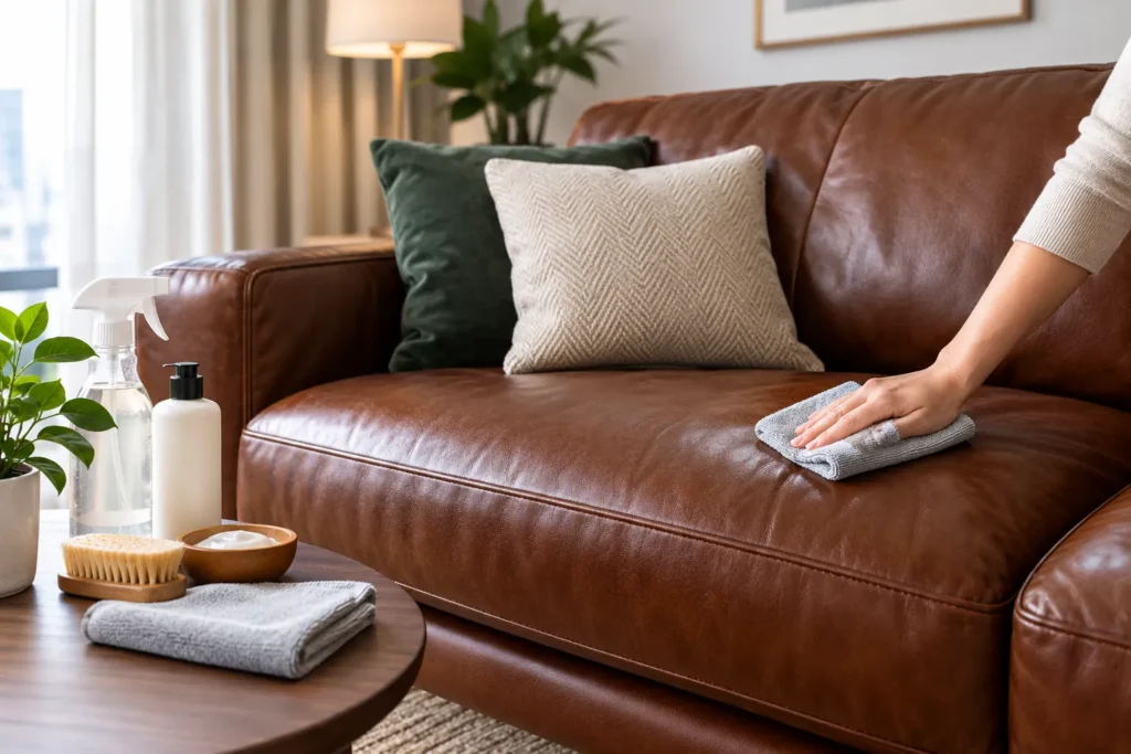 Clean leather furniture properly